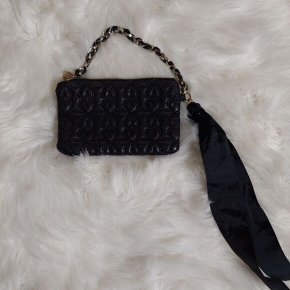 Deux lux quilted black wristlet clutch evening bag - Picture 6 of 10